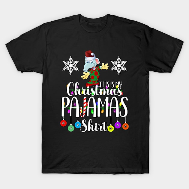 This Is My Christmas Pajama Outfit Xmas Lights Funny Holiday T-Shirt by CharJens